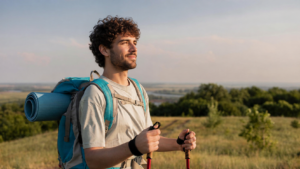 Persona haciendo trekking durante un viaje